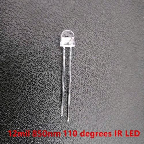 10pcs/lot 850nm IR LED 12mil Infrared Diode 110 degrees Through Hole Led Light Diodes For IP camera Drive recorder Doorphone