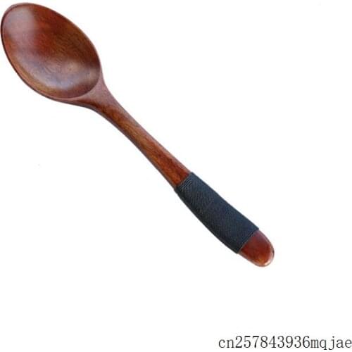 100 Pcs Wooden Ice Cream Spoons Long Handled Honey Spoons Wood Rice Dessert Spoon Coffer Tea Stirring Spoon with Yarn Rope