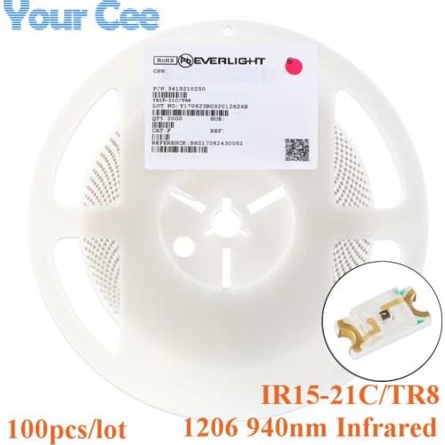 100pcs Original SMD IR15-21C/TR8 1206 Infrared Emitter LED 940nm Infrared Launch Tube