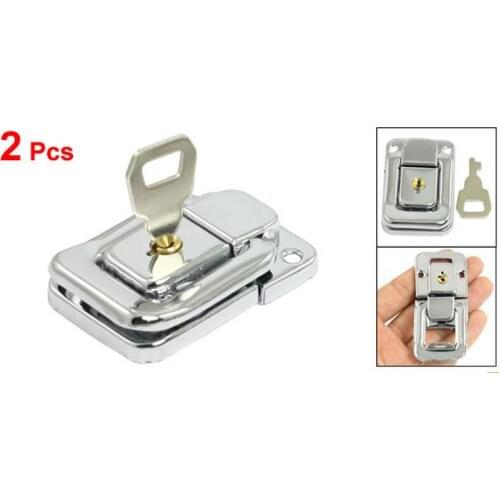2 Pcs Silver Tone Metal Spring Loaded Cases Boxes Chest Toggle Catch Lacth