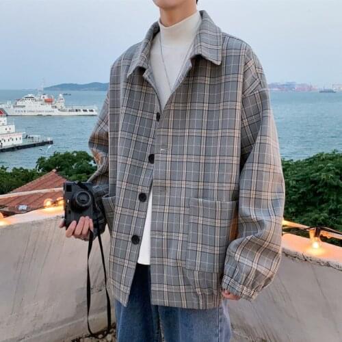 2020 Korean Style Mens Fashion Outerwear Lattice Printing Coats Bomber Jacket Clothes Streetwear Military Jackets Size M-5XL