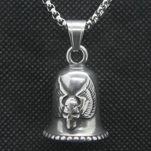 2020 Devil Skull Bell Pendant 316L Stainless Steel Fashion Cool Demon Wings Mens Pendant