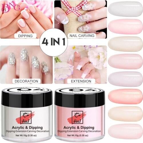 BNG 10g Dipping Nail Powder Dip Crystal Acrylic Carving Art Drawing French Decoration Cure Builder Gel Polymer Extension