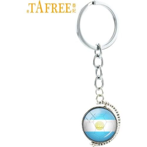 TAFREE Ball fans key chain double sides Argentina football team keychain City Map London Dallas Denver men women jewelry N487