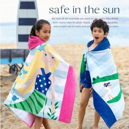 Childrens Cartoon Bath Towels Lengthened Thick Hooded Cloak Beach Towel Absortbent Pool Swim Shower Bathrobe for Boy Girl Kids