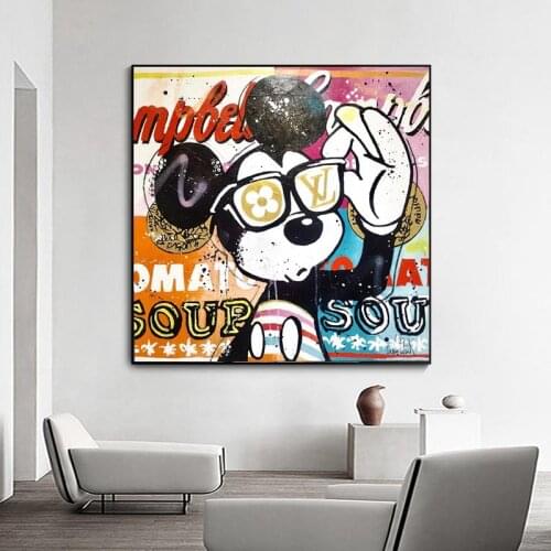 Disney Cartoon Canvas Painting Mickey Mouse Abstract Posters and Prints Colorful Wall Art Pictures For Kids Room Decor No Frame