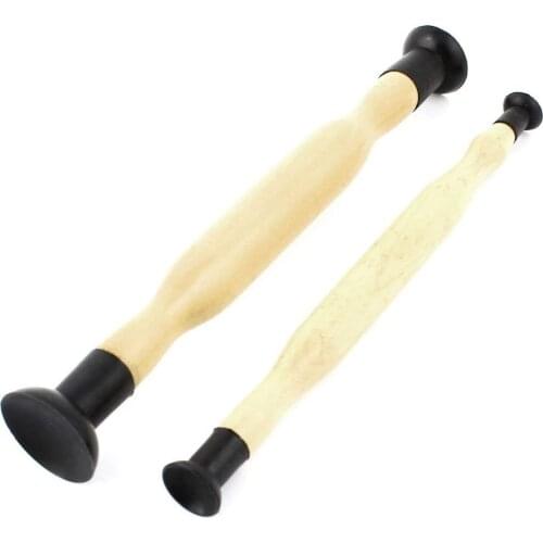 Double Ended Wooden Grip Valve Grinding Stick Lapping Tool Set 2 Pcs