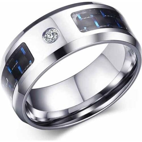 EAMIOR Fashion Inlay Cubic Zircon 316 L Stainless Steel Men Ring Silver Black Anniversary Jewelry Christmas Valentine Lover Gift