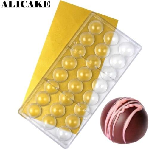 3D Chocolate Bar Mold Polycarbonate Sphere Ball Baking Molds Plastic Chocolate Candy Form Mould Baking Pastry Bakery Tools