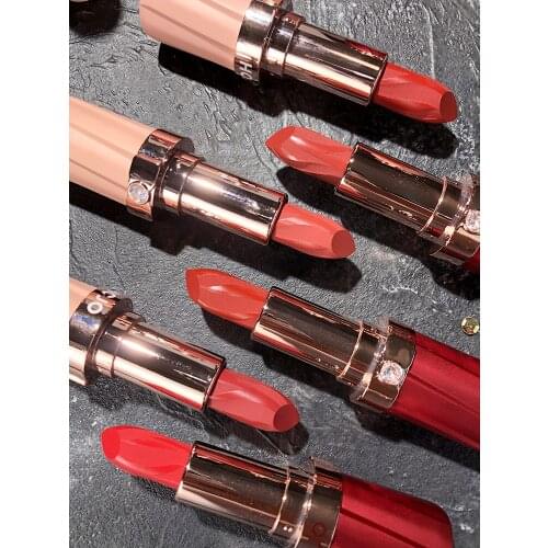 HOJO 6color Gillter Matte Lipstick Matte Velvet Lipstick Beauty Red Lips Batom Cosmetic Long-lasting Makeup Lip Gloss