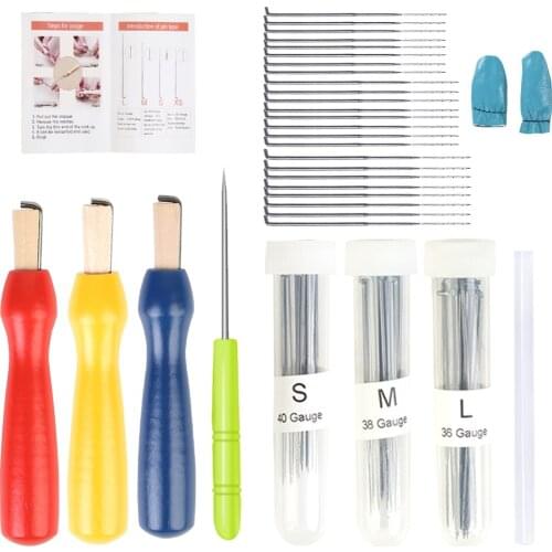 LMDZ Needle Felting Needles, 60 Pcs Felting Needles with Needle Felting Tool Holder, Glue Stick, Finger Cot, Felting Supplies