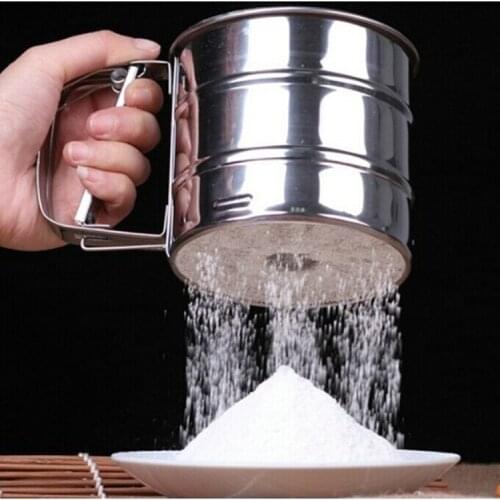 Baking tools new flour sieve lotus root powder stainless steel hand-drawn flour icing sugar rice flour thick round