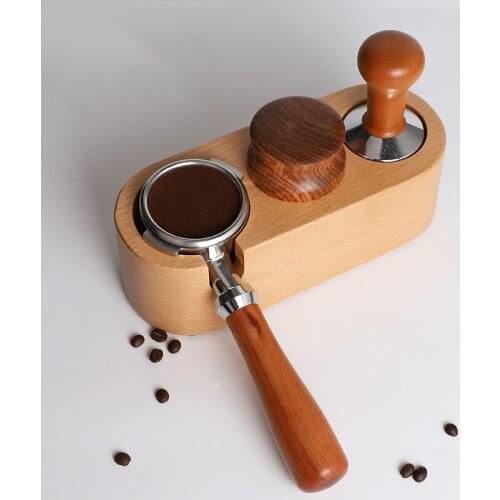 Coffee Maker Tamper Mat Solid Wood 58mm Espresso Machine Handle Bracket Presser Corner Coffee Filter Tamper Holder Barista Tools