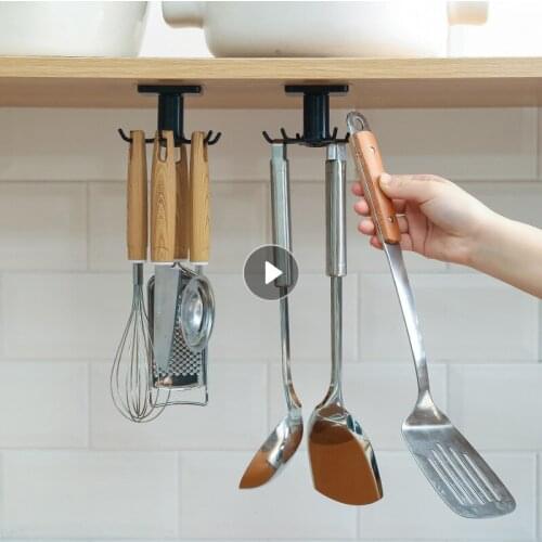 Kitchen Rotate Storage Rack Hook Cupboard Shelf Hanging Hook Organizer Closet Clothes Shelf Hanger Fast Delivery Direct Sales