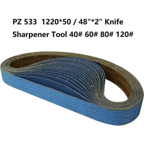 NEW 5pcs/lot 1220*50mm Zirconium Abrasive Sanding Belt PZ533 for 48"*2" Knife Sharpener Tool 40# 60# 80# 100#120