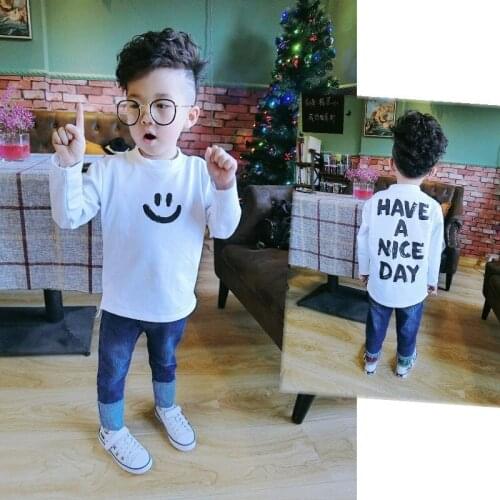Hot Sale Autumn 2018 New Boys and Girls Cotton T Shirt Letter Print Tee Shirt Clothes for Boys Toddler Long Sleeve Pullover Tees