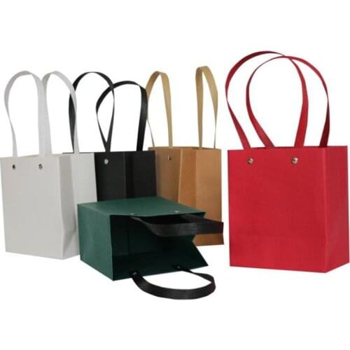10pcs/lot Small Blank Kraft Paper Bag Cosmetic Clothing Bag With Handle Custom Festival Gift Bag Fresh Flowers Bag