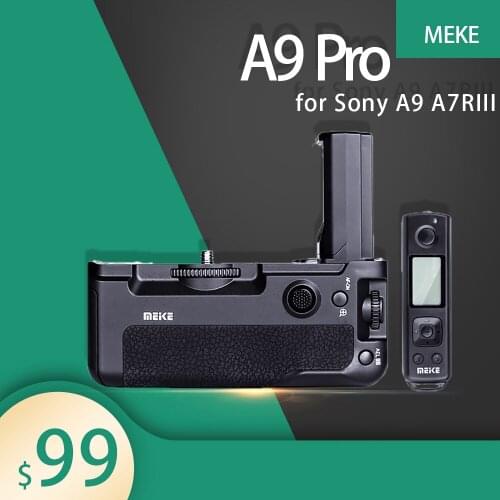 Meike MK A9 PRO Camera Grip 2.4GHz Remote Controller Up to Control Shooting Battery Vertical Grip for Sony A9 A7RIII Camera