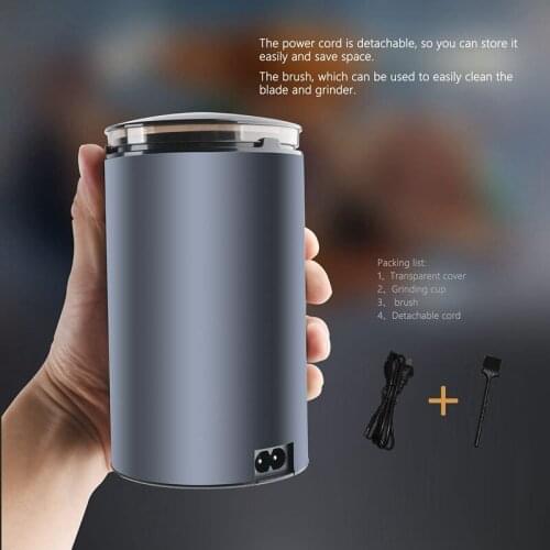 Spice Blade Grinder Aluminum Shell Grain Mills for Coffee Herbs with Detachable Power Cord and Cleaning Brush -US Plug