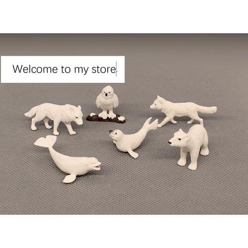 Pvc figure model toy Mini simulation polar animal model polar bear white wolf fox snow owl small seal beluga small ornament