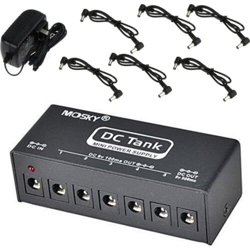 Mini Guitar Effect Pedal Power Supply Station 6-way Isolated Output 9V US/UK/AU/EU Plug DC-TANK Musical Instrument Power Supply