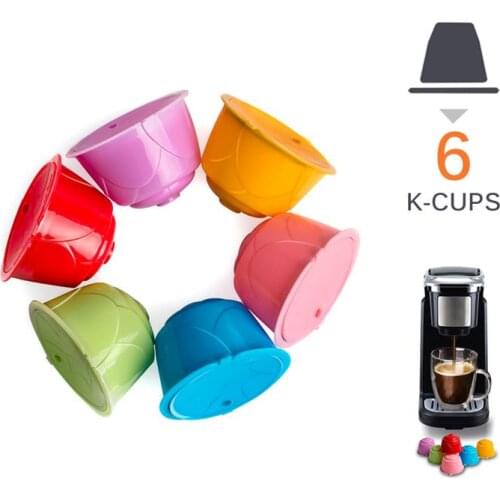 3pcs/6pcs Reusable Coffee Filter Colorful Refillable Coffee Capsule Universal Coffee Compatible Filter Cups Pod For Dolce Gusto