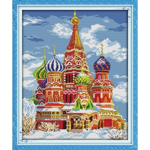 The Russian palace cross stitch kit building 14ct 11ct count printed canvas stitching embroidery DIY handmade needlework