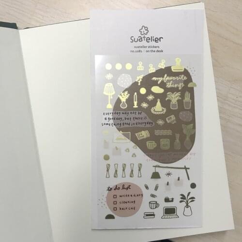 Suatelier PET Clip Cutting Dies Stickers Scrapbooking Golden Color PET Materisl On The Desk Diary Planner Decorative Craft