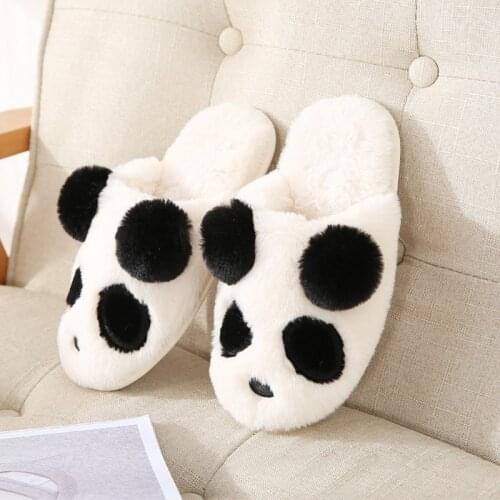 Non-slip Womens Slippers Winter Panda Ladies Flat Furry Home Cartoon Female Shoes Unisex Couple Animal Warm Woman Comfort Shoes