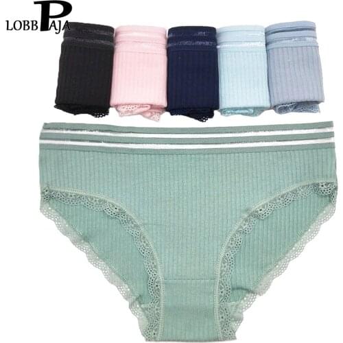 Underwear Women Briefs Sexy Lace Edge Everyday Hollowed Waist Low Rise Panties Solid Basic Ladies Knickers Lingerie 6 PCS/Lot