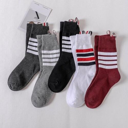 Classic Style Ladies Girls Cotton Blend Harajuku Striped School Ankle Socks Fall Spring Tube Socks Women