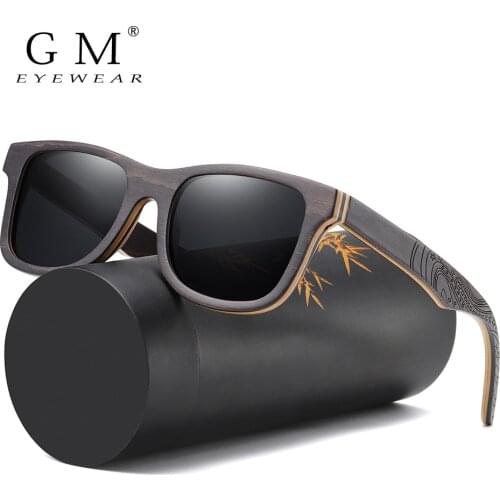 GM Polarized Sunglasses Women Men Layered Skateboard Wooden Frame Square Style Glasses for Ladies Eyewear In Wood Box S5832