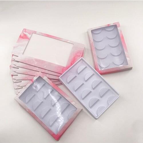 Custom Packaging Empty 5Pairs Lash Box Pink Marble Paper Box