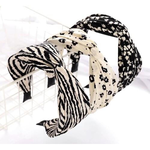 New Ethnic Style Small Floral Fabric Headbands Hair Hoop Wide Hairband Soft Headdress Fashion Hair Accessories for Women Girls