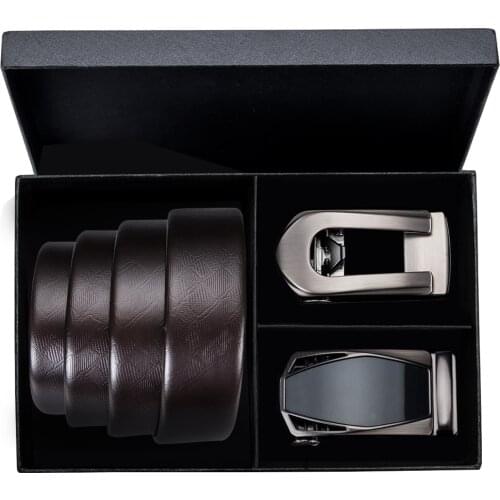 Fashion Designer Mens Casual Leather Belt for Jeans Brown Leather Belt Men Double Automatic Buckle Belt Boxed Ceinture for Men