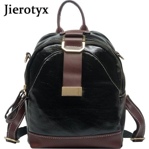 JIEROTYX 2020 Trendy Backpack For Women Chic Leather Female Schoolbags Retro Bag High Quality Zipper Travel Backpack Sac Dos