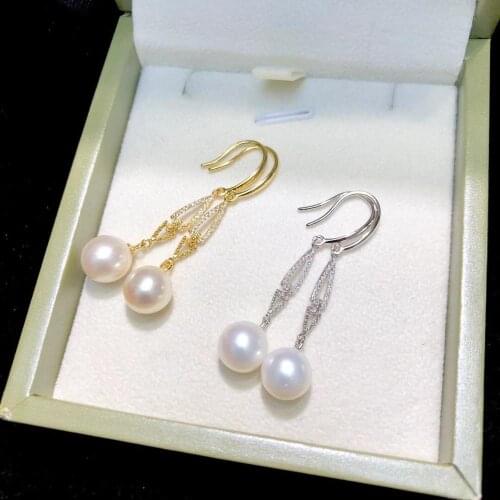 Charm 925 Sterling Silver Earrings Findings Settings Base Mountings Parts for Pearls Agate Crystal Stones Jade 5pairs/lot