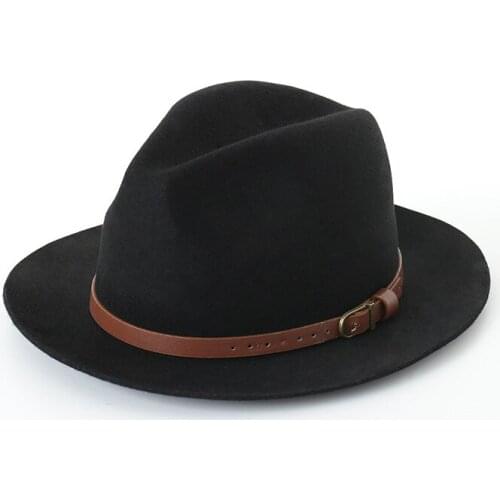 01908-hh8023 wool formal belt fedoras hat men women leisure panama jazz hat