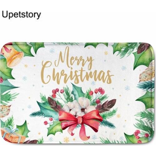 Upetstory Living Room Flannel Doormat Merry Christmas Bell 3D Printing Hallway Non-slip Mats Xmas Gift Door Mat Toilet Felpudo