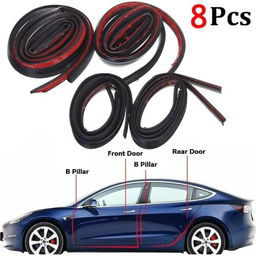 8Pcs For Tesla Model 3 Car Door Seal Strip Kit oundproof Noise Insulation Weather Strip Sealing For Tesla Exterior Accessories