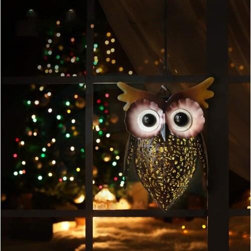 Iron Art Owl Solar Lights IP65 Hanging Lantern Outdoor Decorations Night Lamp for Garden Yard Lawn Patio Courtyard
