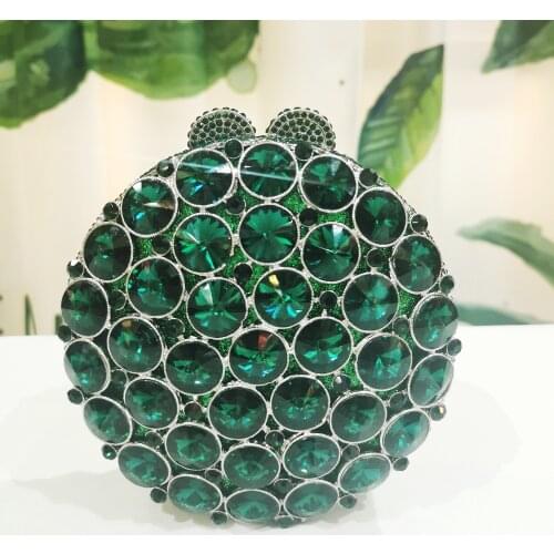 Luxury Green Rhinestone Womens Evening Bag Clutch Fashion Metal Ladies Party Handbags Hollow Out Female Mini Miaudiere Wedding
