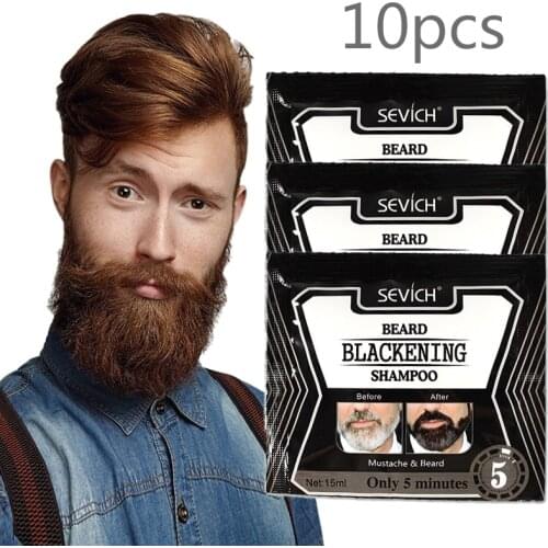 10pcs 15ml Herb Dye Beard 5 Minutes Blacken Beard Shampoo Natural Quick Drying Hair Dye Hair Coloring Products Hair Care TSLM1