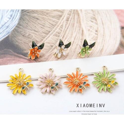 10pcs Korean Style Earrings For Women Studs Girls Flowers Cute Flower Earrings Daisy Little Bee animal Earring Nail Diy Material