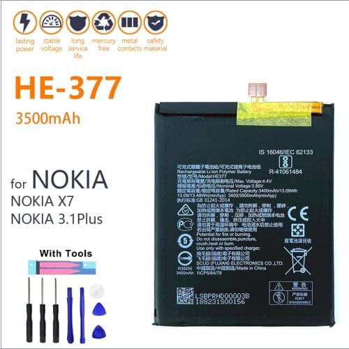 100% Genuine HE377 HE376 3500mAh Battery For Nokia X7 /3.1Plus TA-1131 TA-1119 / 8.1 TA-1119 TA-1128 Mobile Phone High Quality