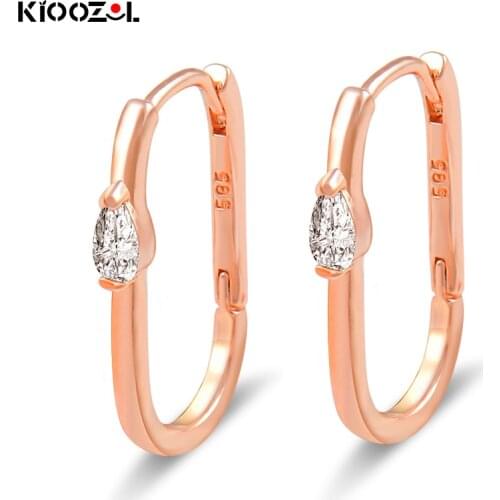 KIOOZOL 2021 New Water Drop Zircon Simple Square Earrings For Women 585 Rose Gold Jewelry Wedding Engagement Earrings 277 KO1