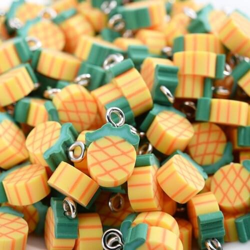 30-90Pcs Cute Cartoon Pineapple Shape Polymer Clay Beads Charm Spacer Loose Beads For Jewelry Making DIY Handmade Accesories