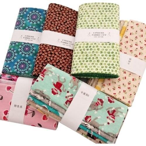 5Pcs Home Furnishing Life Cartoon Printing Needlework Sewing Crafts Patchwork Cotton Fabric 25x22cm