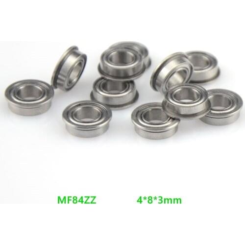 50pcs/lot Flanged bearing MF84ZZ miniature flange deep groove ball bearings 4*8*3 mm