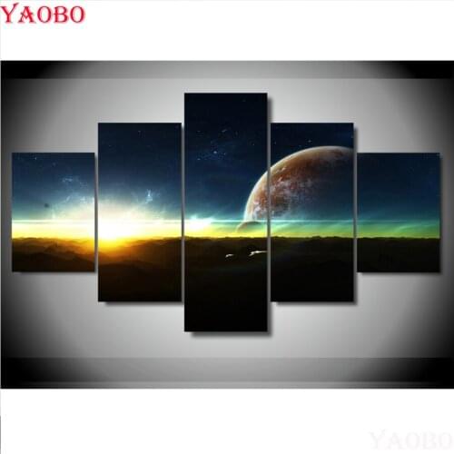5D Diy Diamond painting Universe Space Planet Painting Rhinestones icon mosaic cross stitch 5 Piece Diamond Embroidery landscape